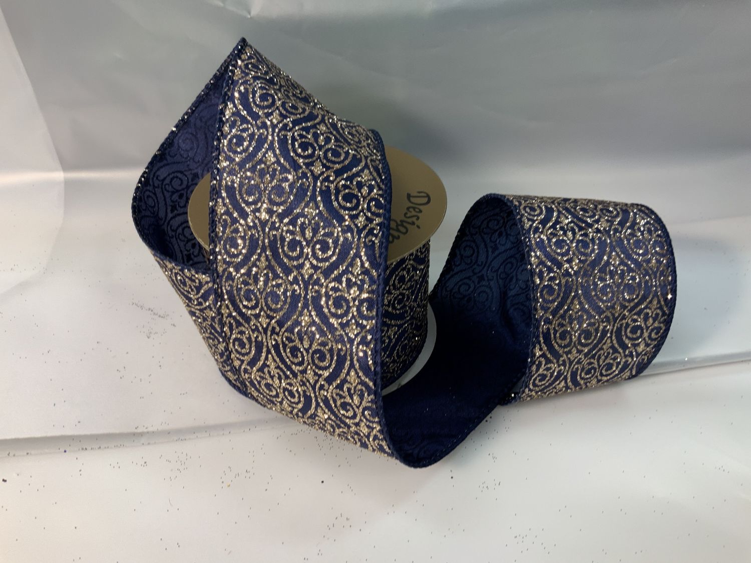 Ribbon, Navy/Gold Medallion 2.5"x10yd
