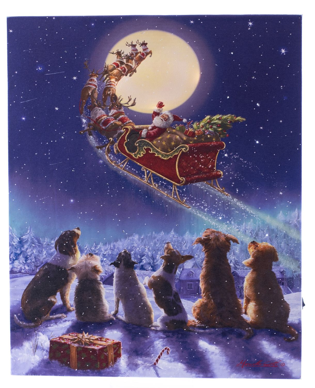LED Canvas, Santa on Moon Lg
