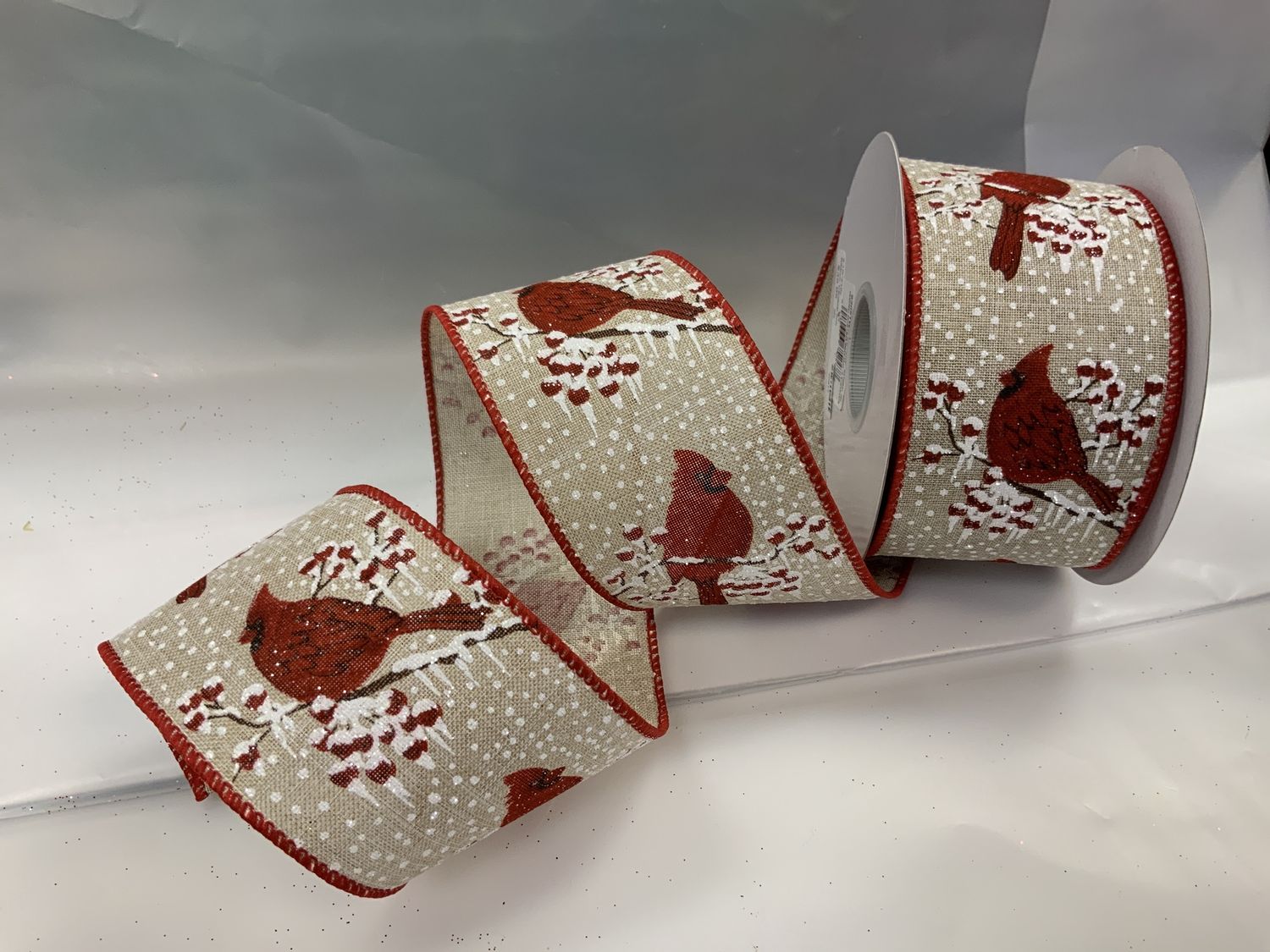 Ribbon, Cardinal Snow Linen 2-1/2"X10y
