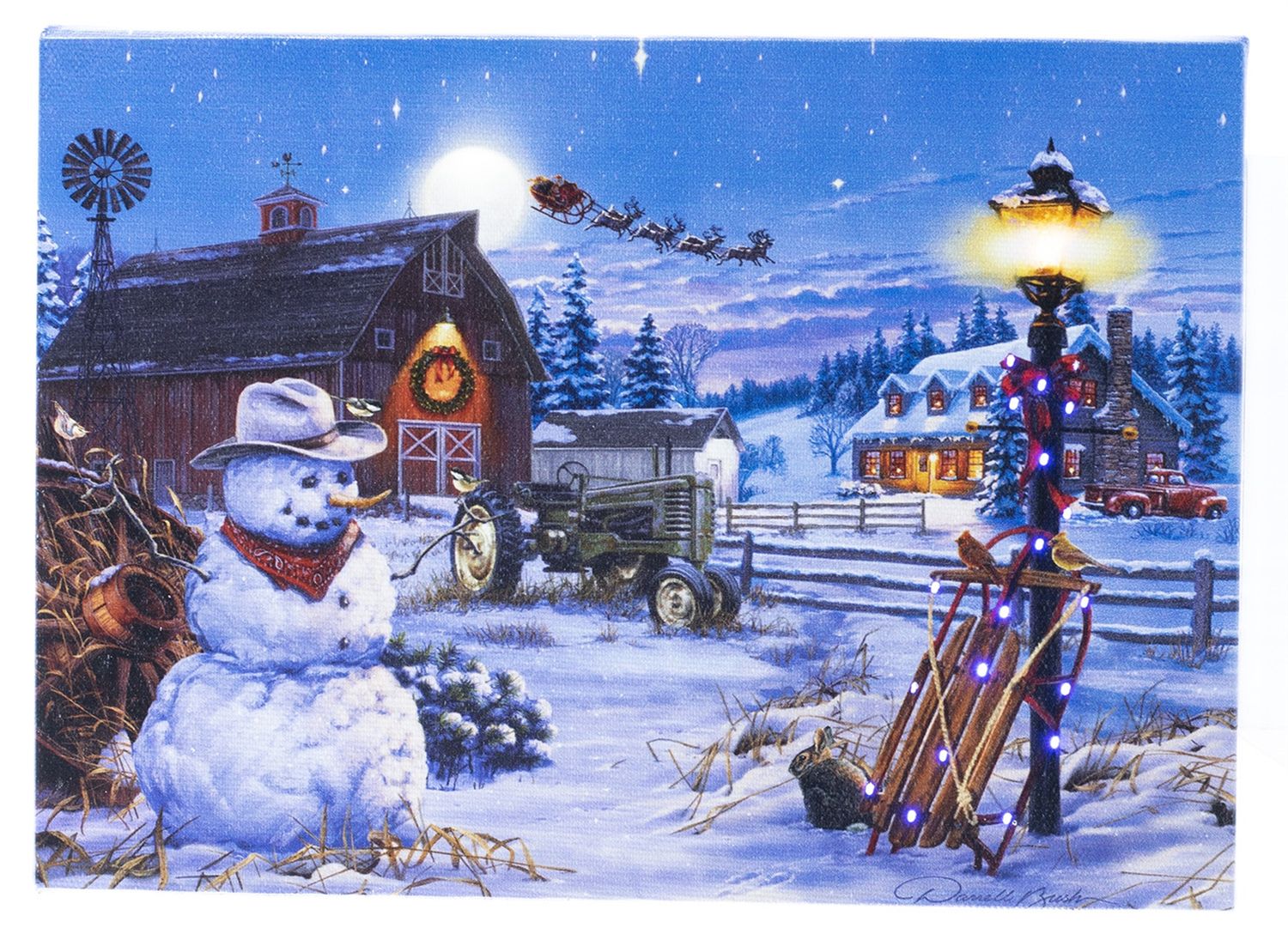 LED Canvas, Winter Farmyard Sm