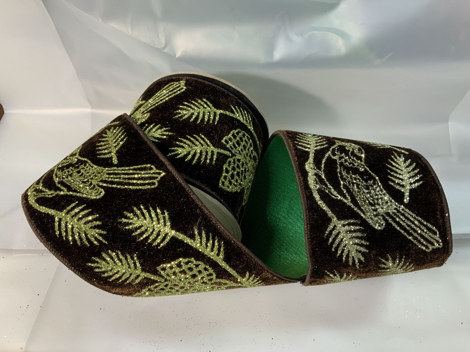 Ribbon, Velvet Birds 5yds Green