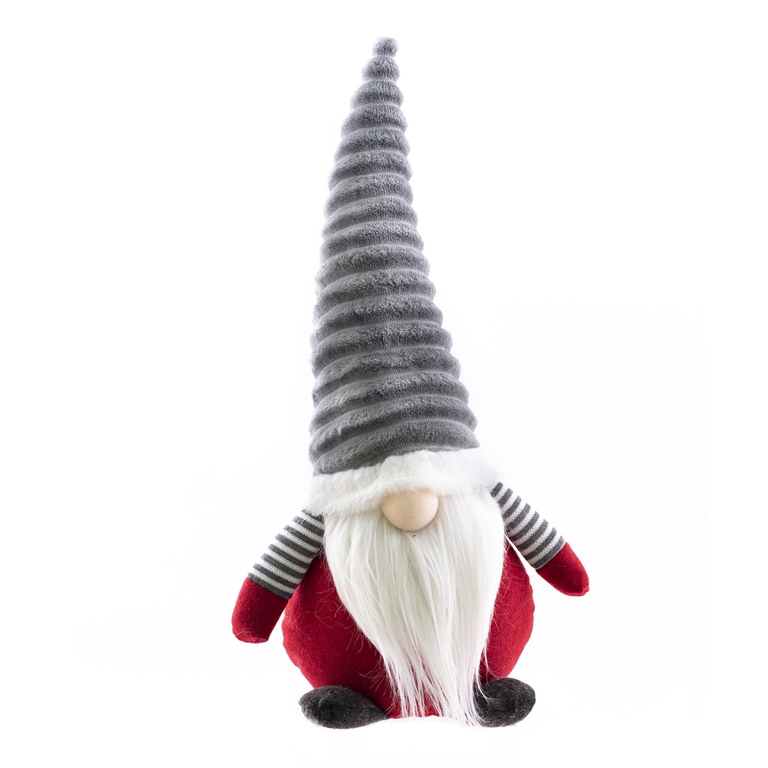 Gnome, Gray Ribbed Hat red body