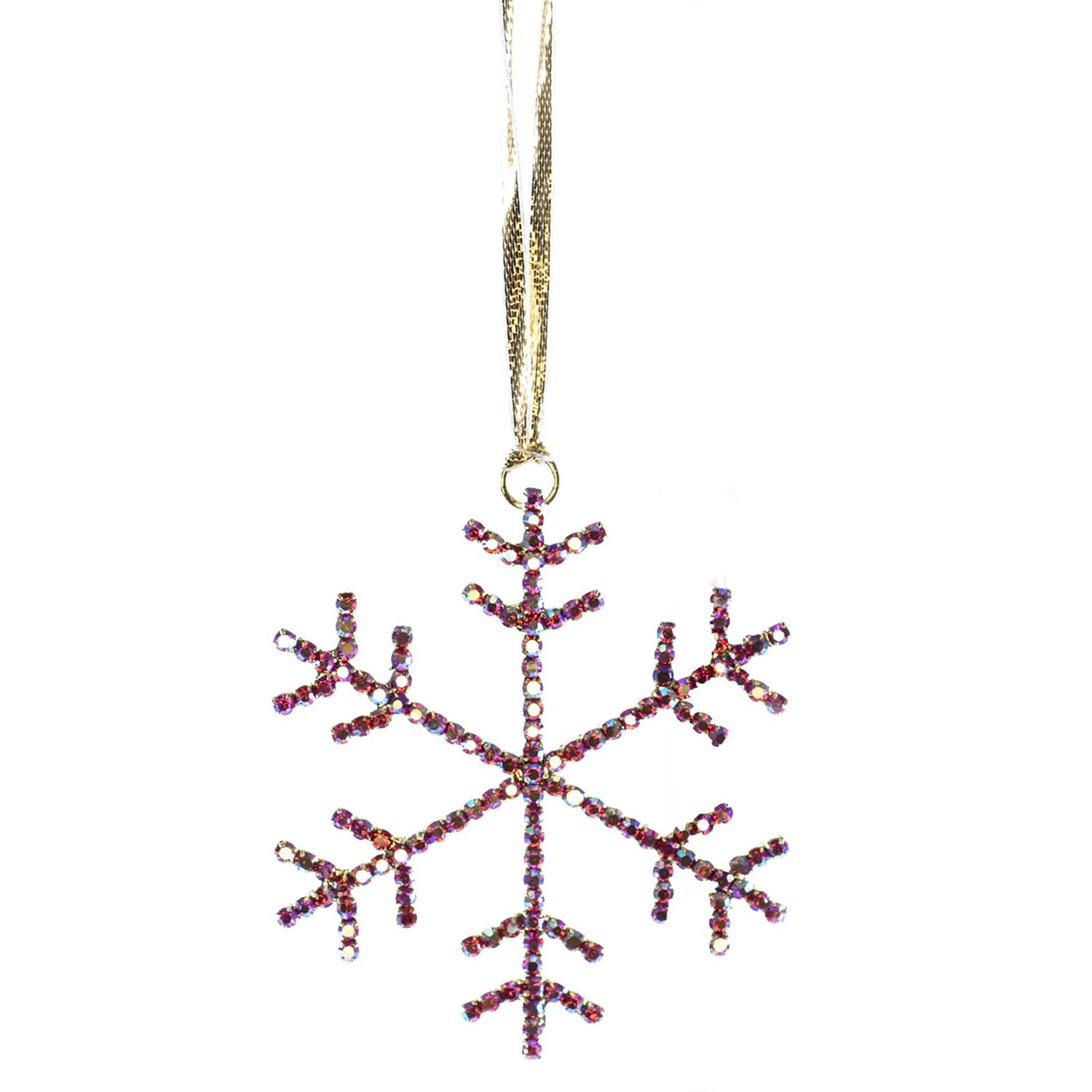 Ornament, Metal Snowflake red irredsnt