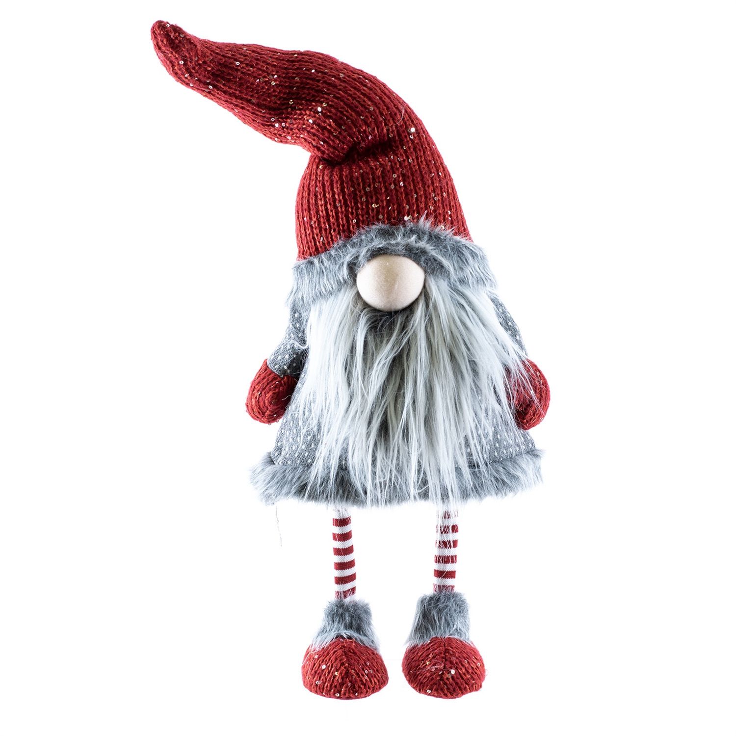 Gnome, Nalo Grey w/Red Knit Hat, Mitts, Boot Spring Body