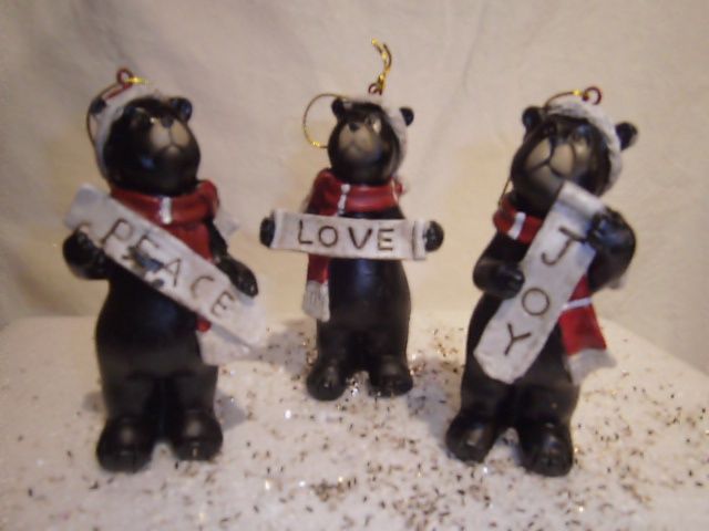 Ornament, Rustic Christmas Bear 5", 3 ass't