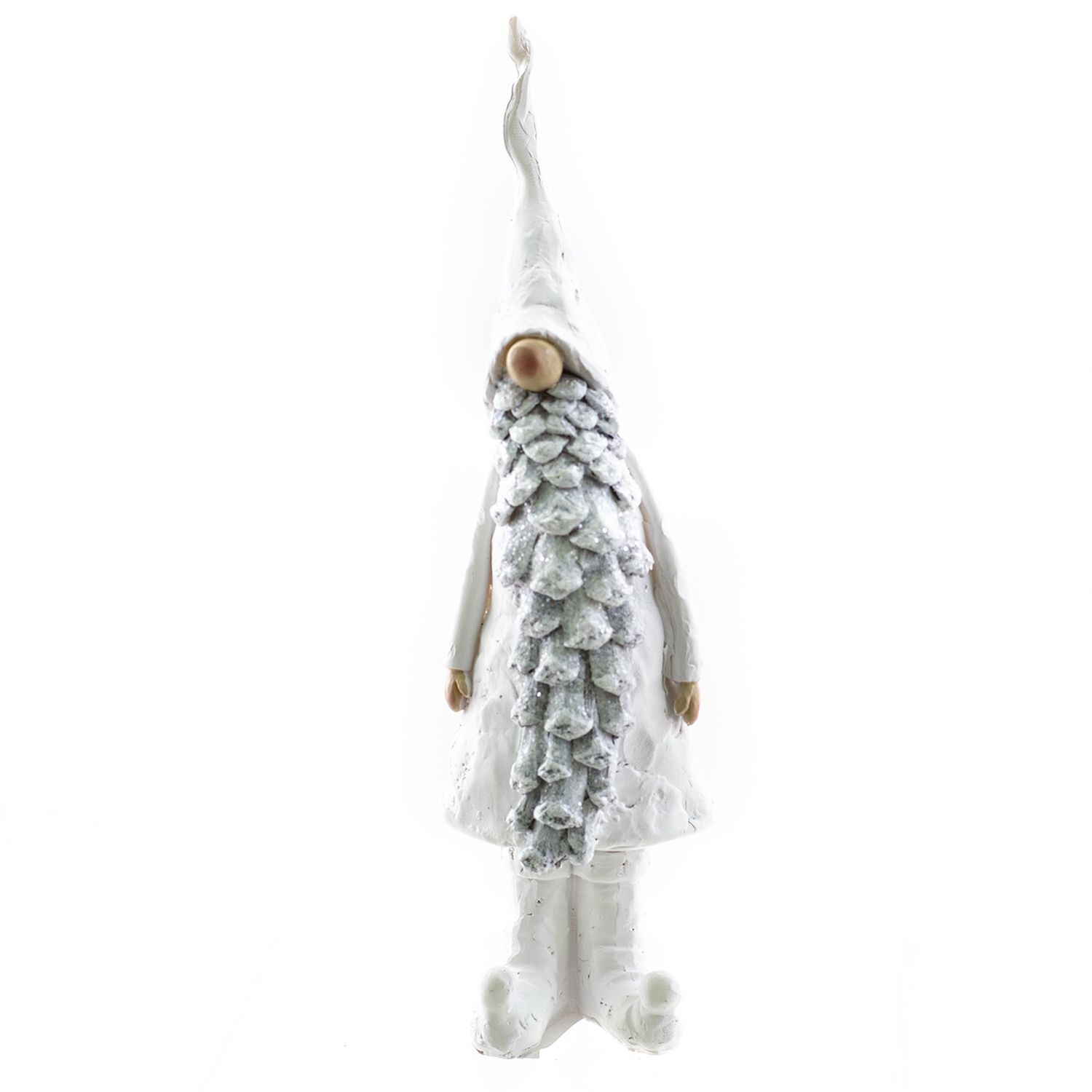 Santa, White Resin w/Pine Cone Beard Large 8.5"