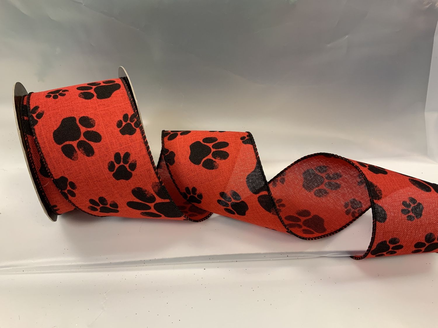 Ribbon, Dog Paws red/blk paws