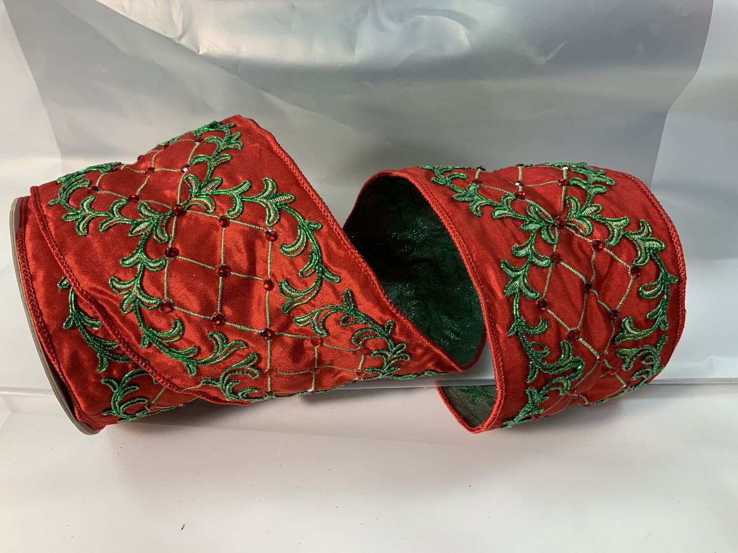 Ribbon, Dupion Jewel Red Lattice