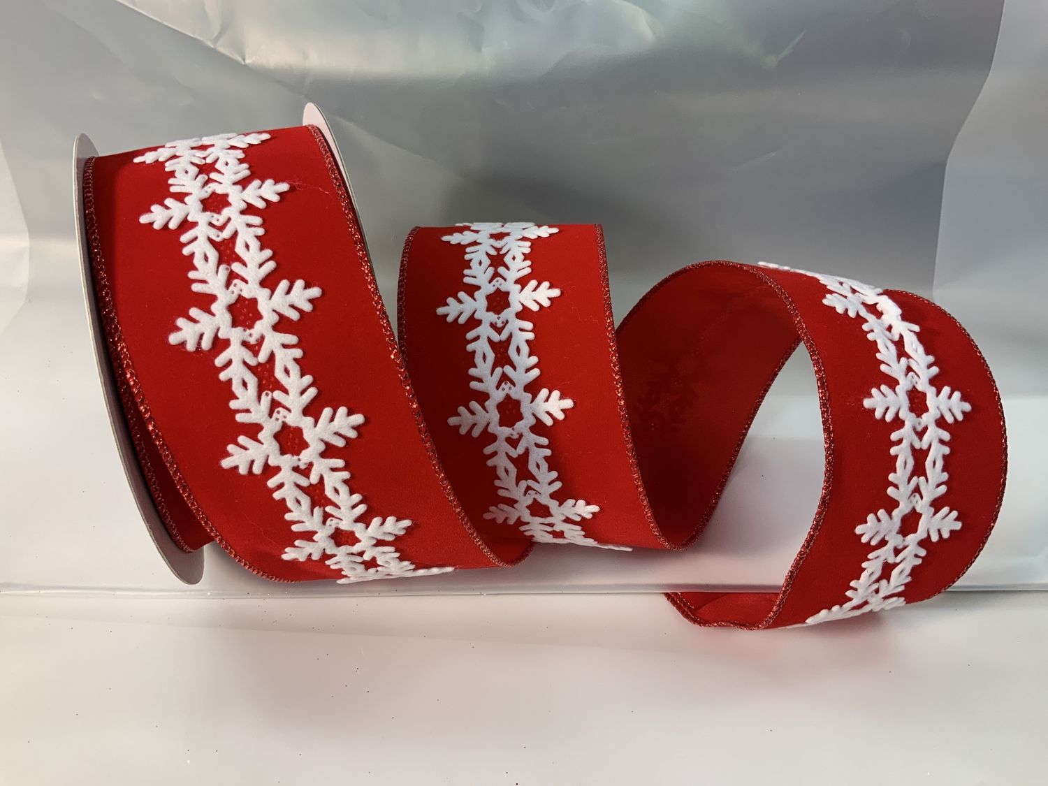 Ribbon, Velvet Snowflake 10y Red/whit
