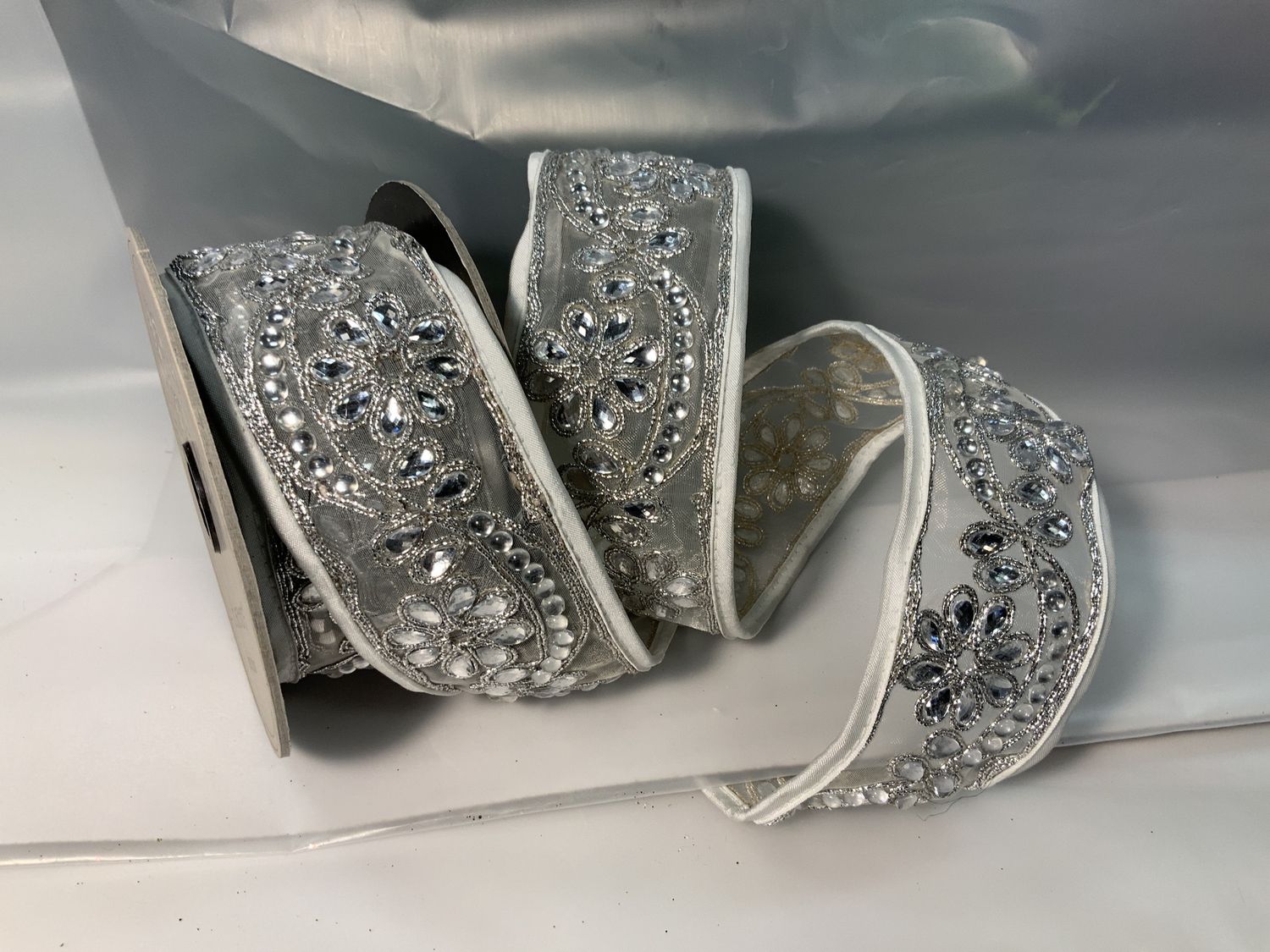 Ribbon, Sheer Crystal 5yds silver