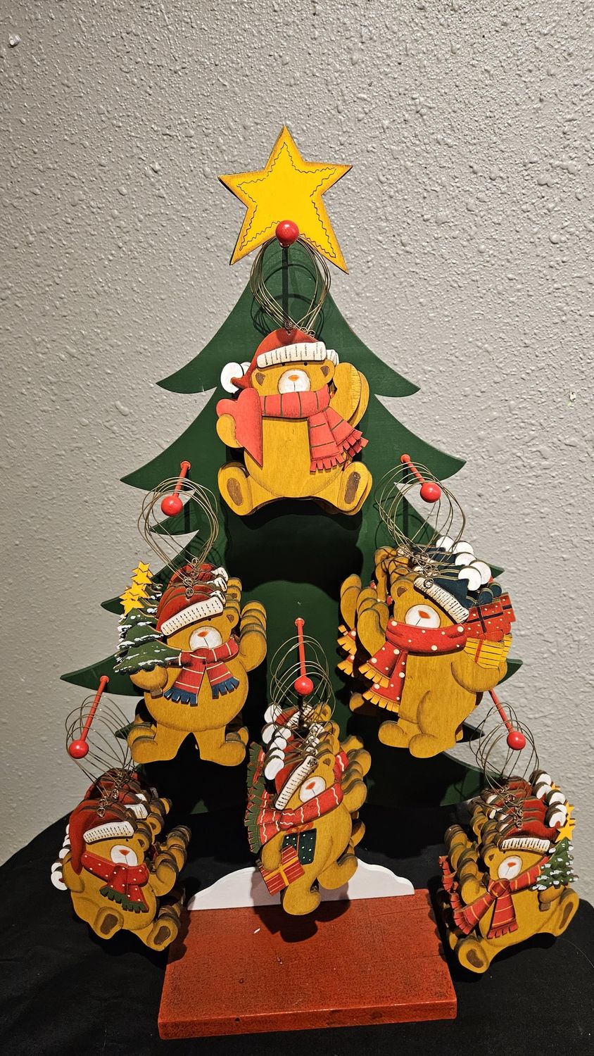 Ornament, Plywood Teddy 6 ass't w/display