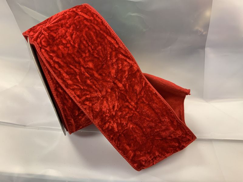 Ribbon, Crushed Velvet red 4x10yd