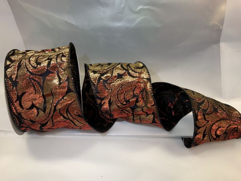 Ribbon, Gold/Red 3.5in x 10yd