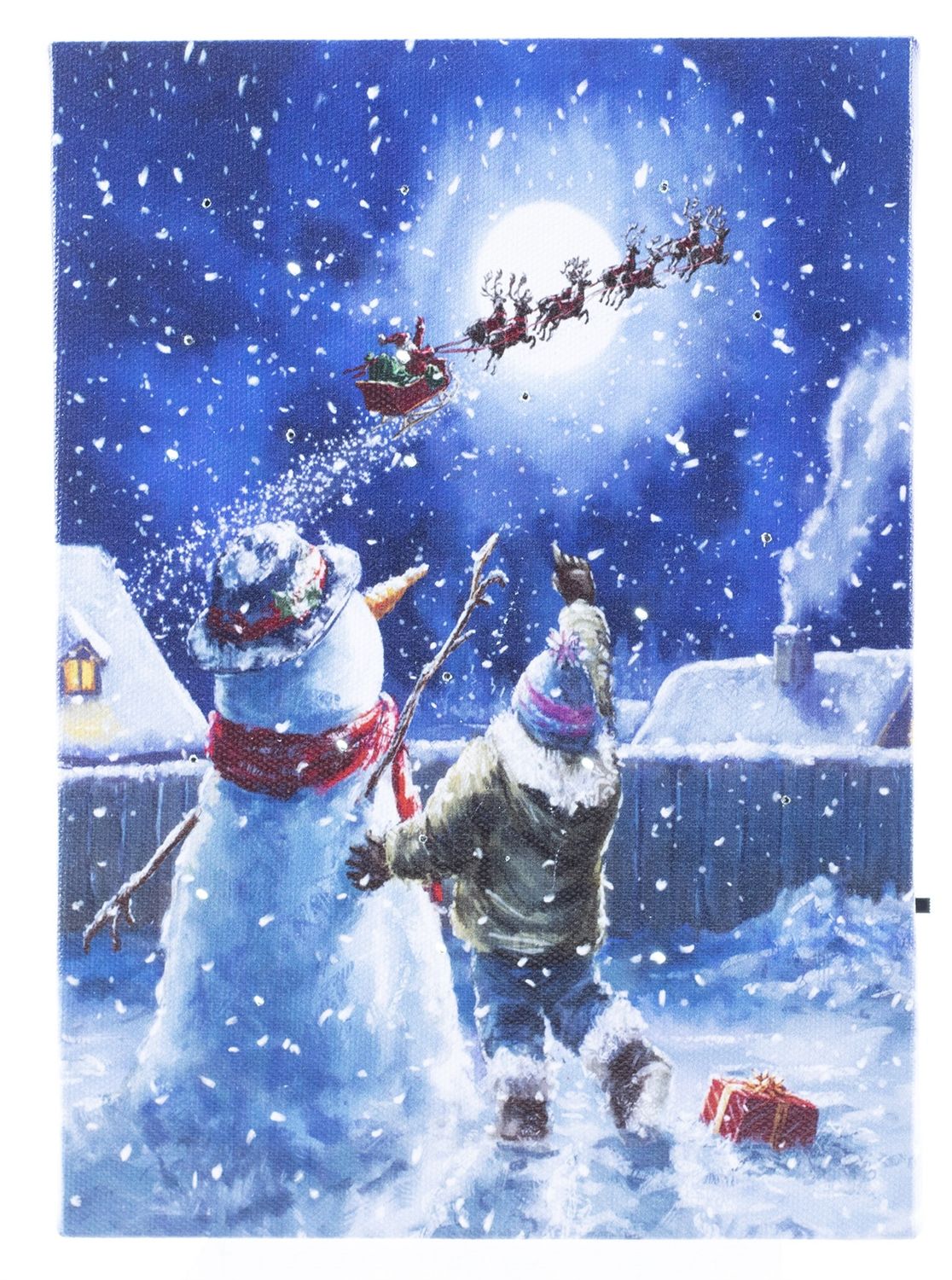 LED Canvas, There He Goes boy/snowman