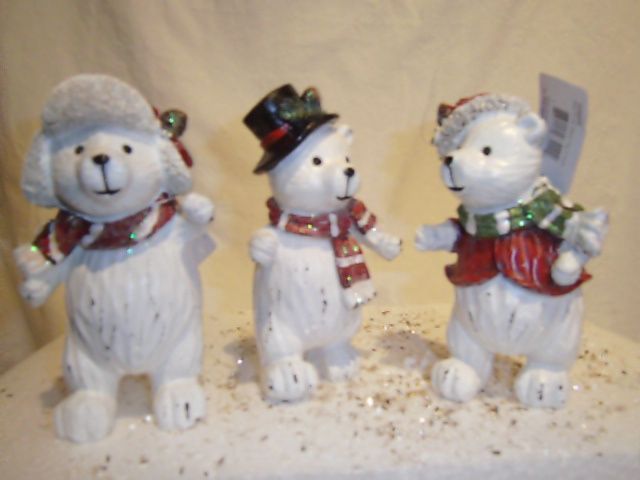 Polar Bear, White w/Scarf &amp; Hats 6"  3 ass't