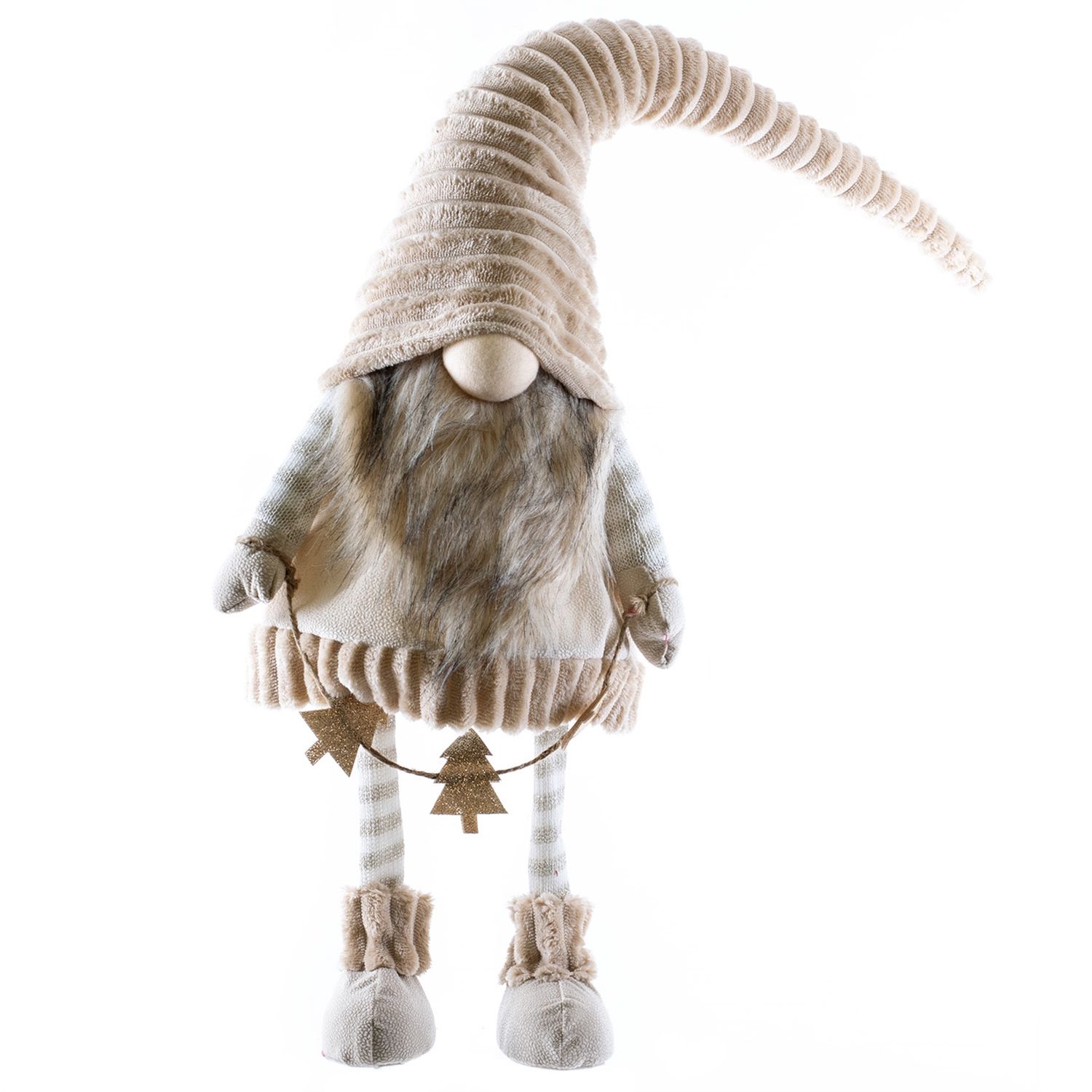 Gnome, Nowl Beige w/Gold Trees &amp; Spring Body Lg 30"