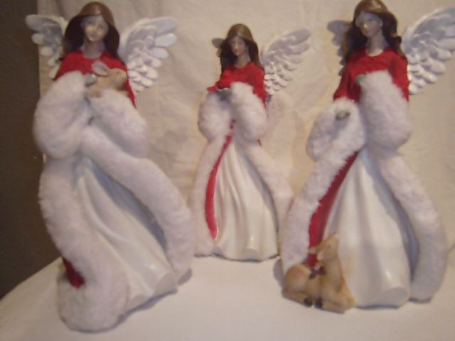 Angel, Resin Red Sweater white fur trim 11" 3 ass't