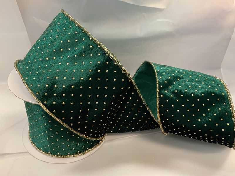 Ribbon, Metallic Velvet Green/Gld dt