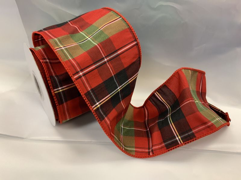 Ribbon, Plaid Red Green 4&quot;x10yds