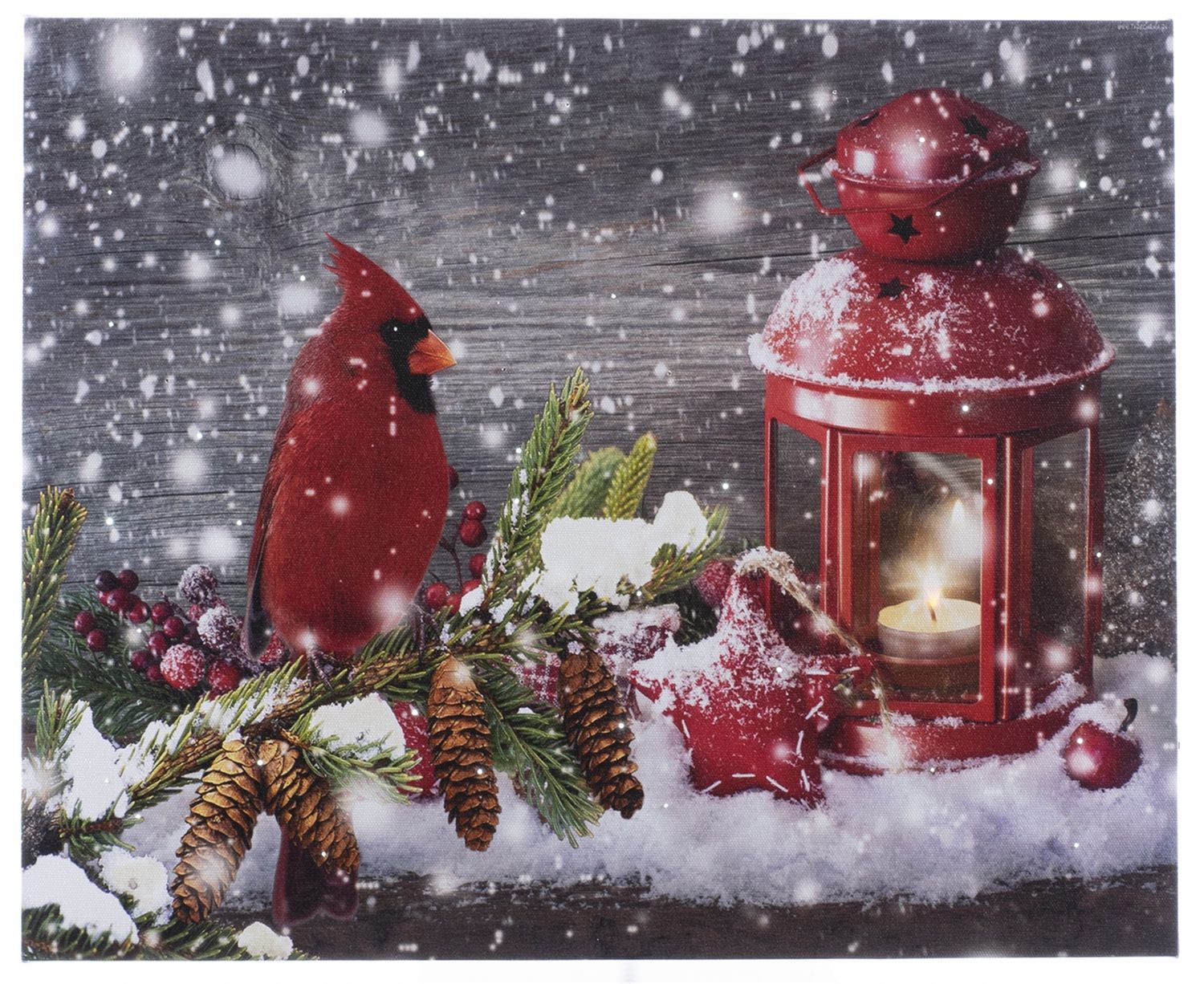 LED Canvas, Cardinal w/Lantern Lg