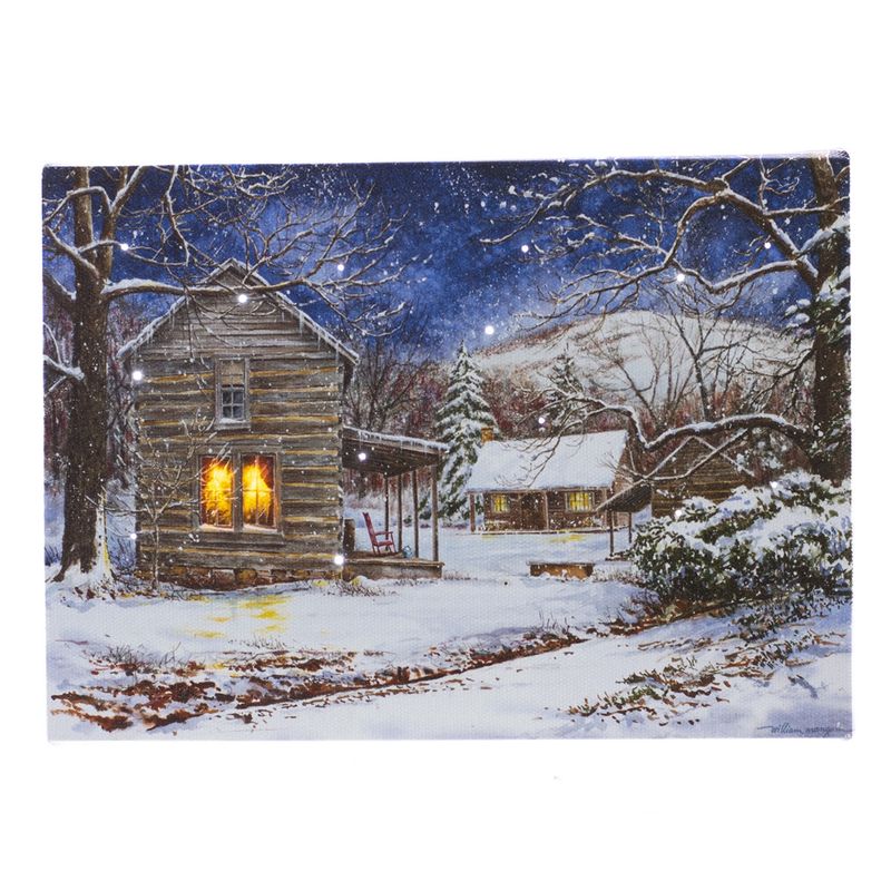 LED Canvas, Wintery Cabin Sm