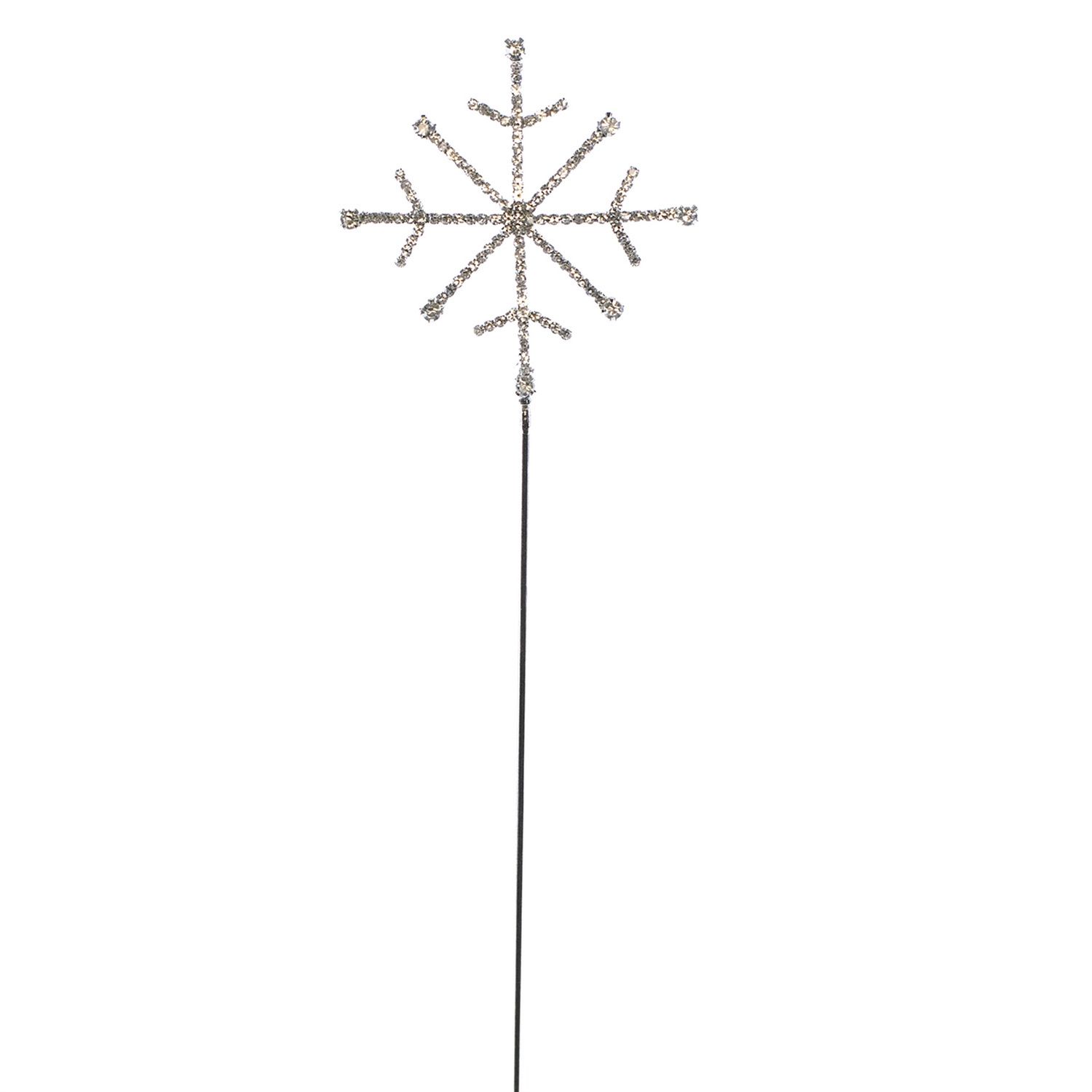 Snowflake on a Stick, Clear Jewels 16"