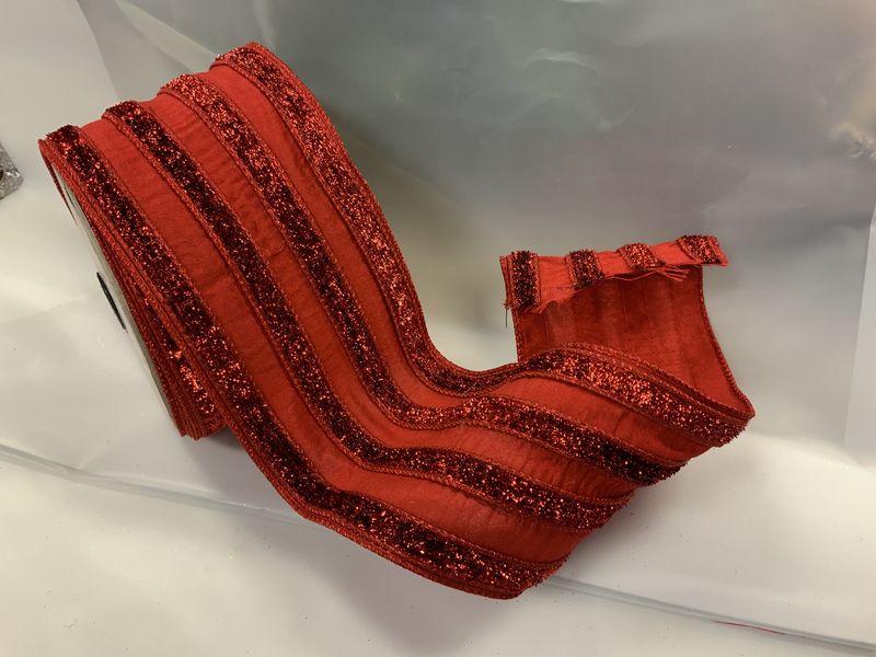 Ribbon, Metallic Velvet Stripes red