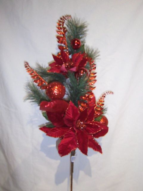Spray, Merry Red Poinsettia 28"