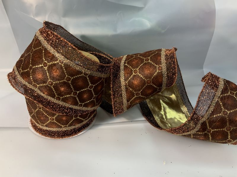 Ribbon, Choco Pattern Stripe Gold thread