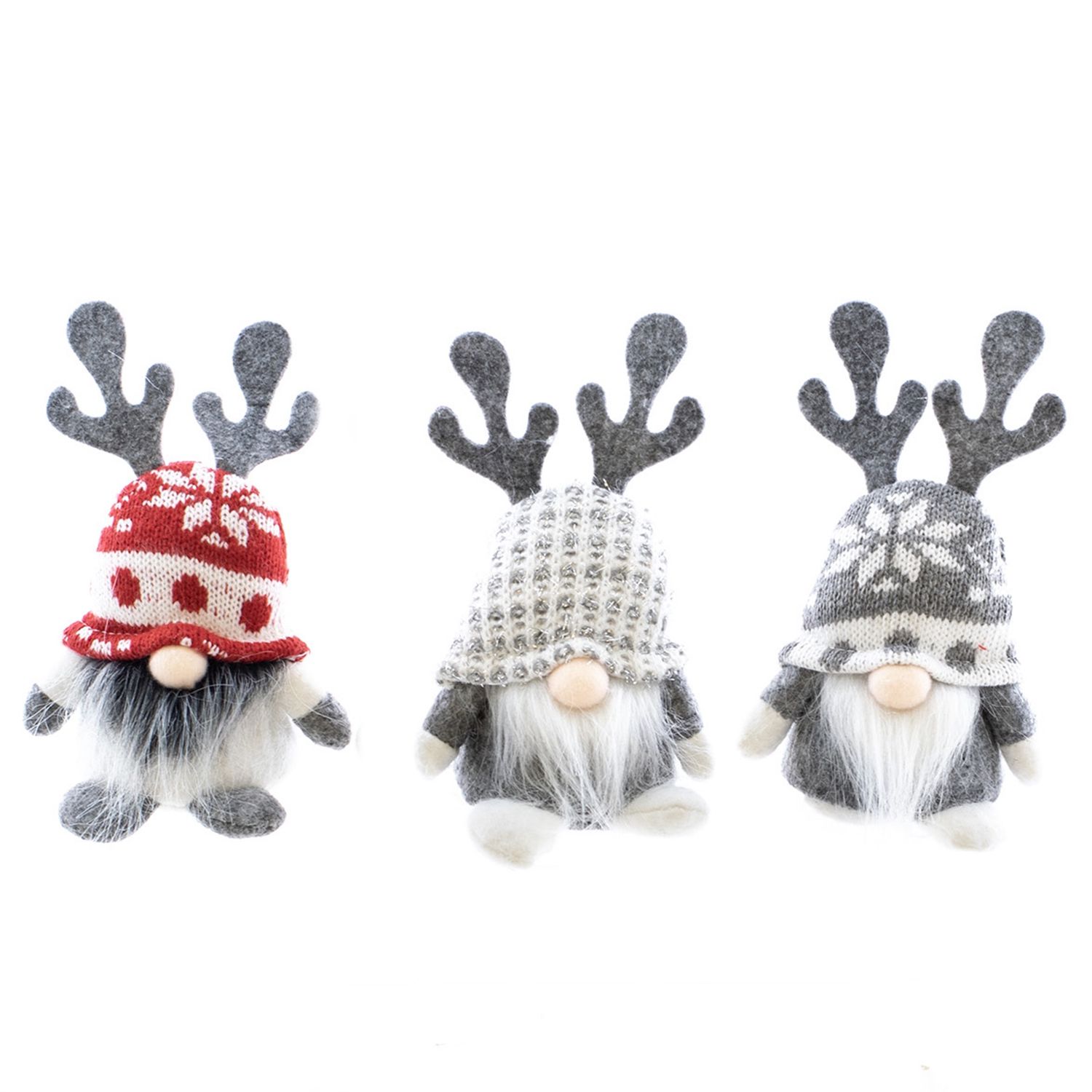 Gnome, Nevi 6" w/ Grey/Red/Silver Knit Hat 4 ass't
