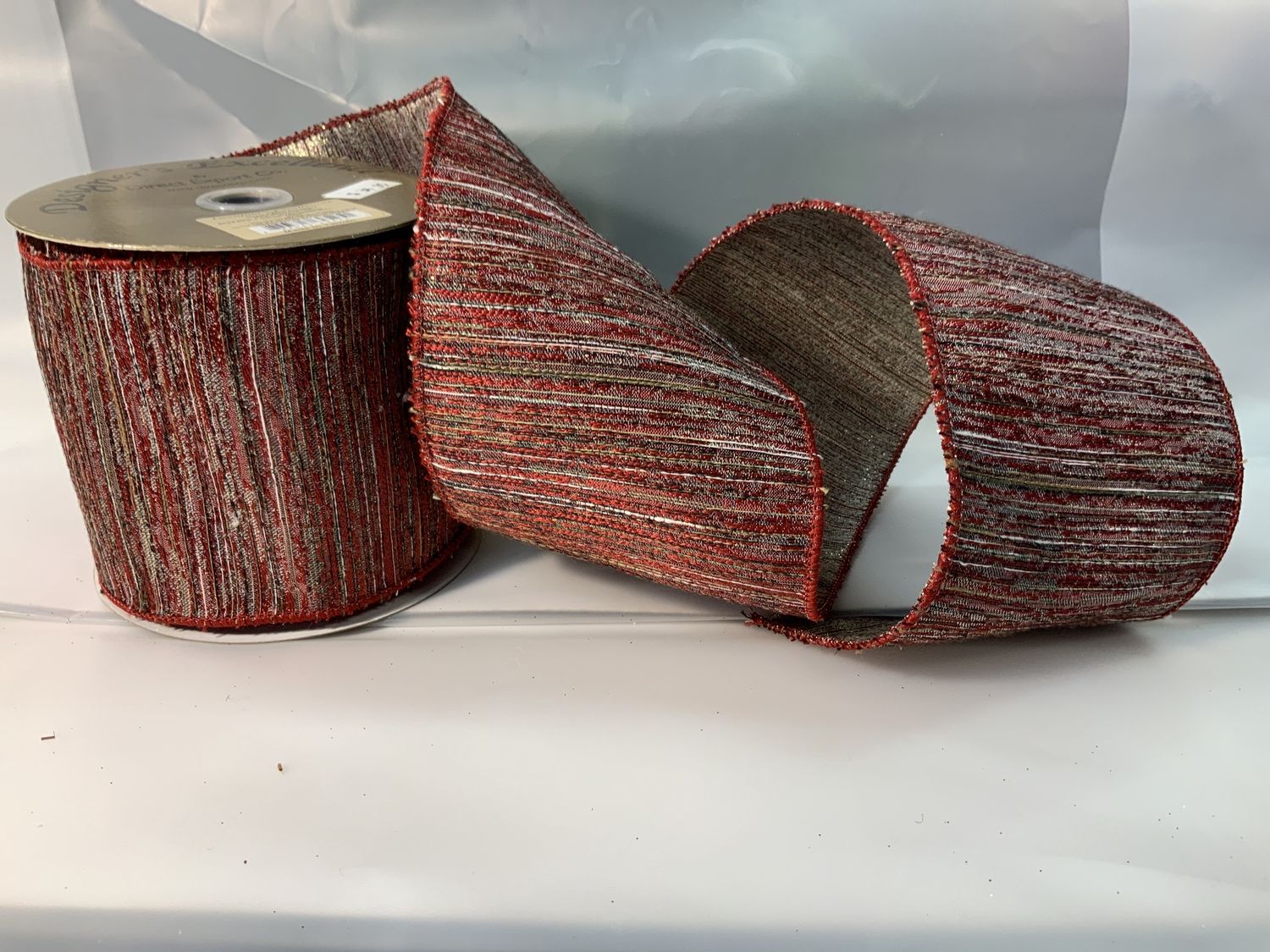 Ribbon, Metallic Woven Cranberry