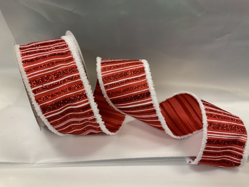 Ribbon, Glitter Striped 10y fur edge