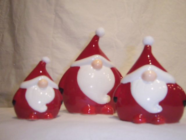 Gnome,  Set of 3, Red/White