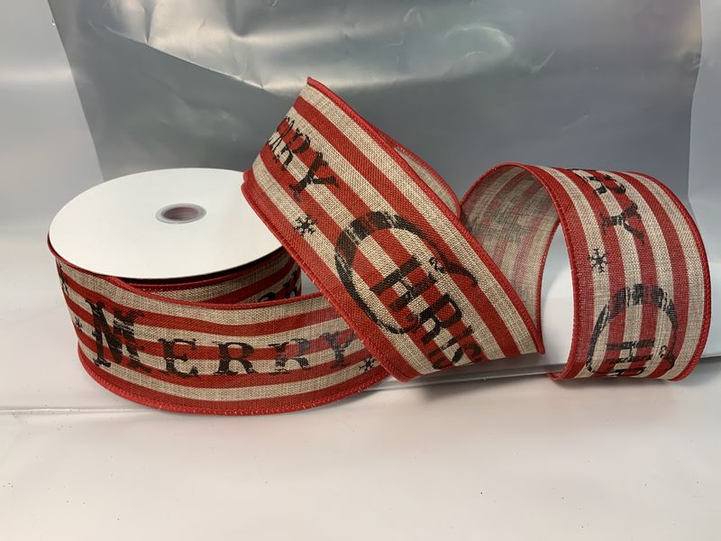 Ribbon, Natl/Red Merry Xmas 2-1/2&quot;x20y