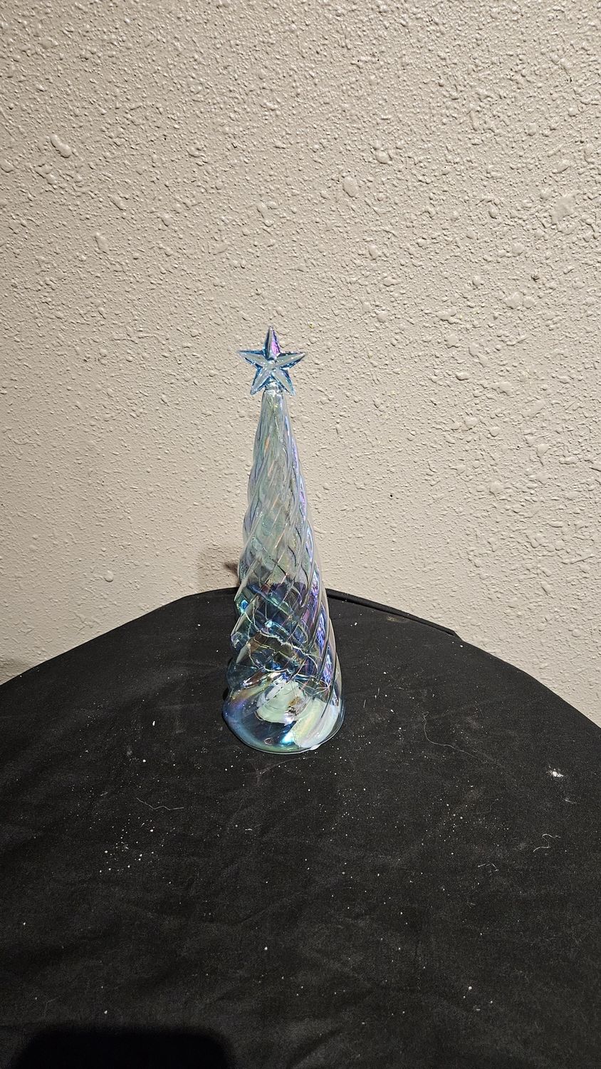 Tree, Iridescent Swirl Glass w/Star Large 12"