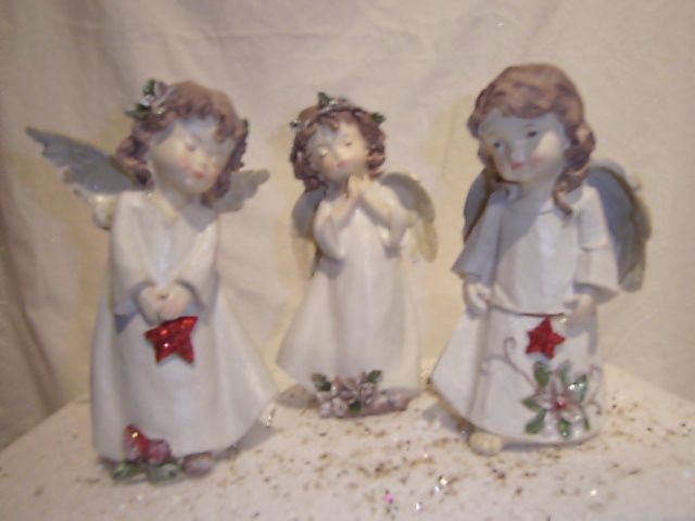 Angel Cherub, Ivory w/Red Star 7"  3 ass't