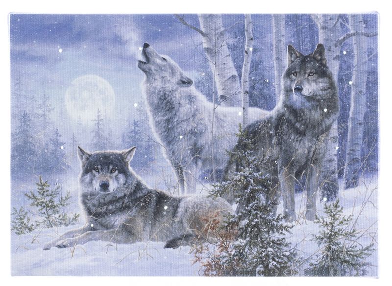 LED Canvas, Wolf Family sm