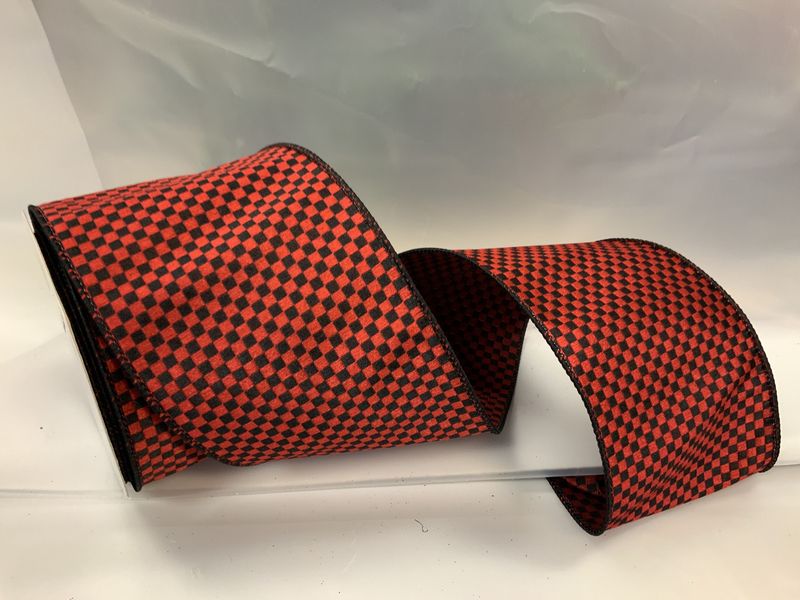 Ribbon, Mini Check 4&quot;x10yd RdBk