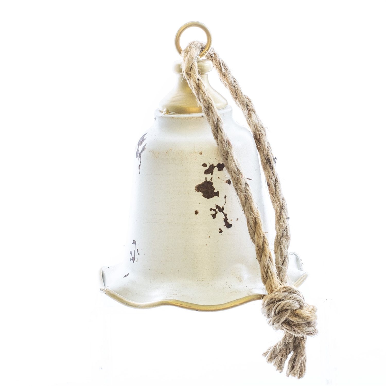 Bell, Metal 7" Distressed White w/Snowflake Cutout