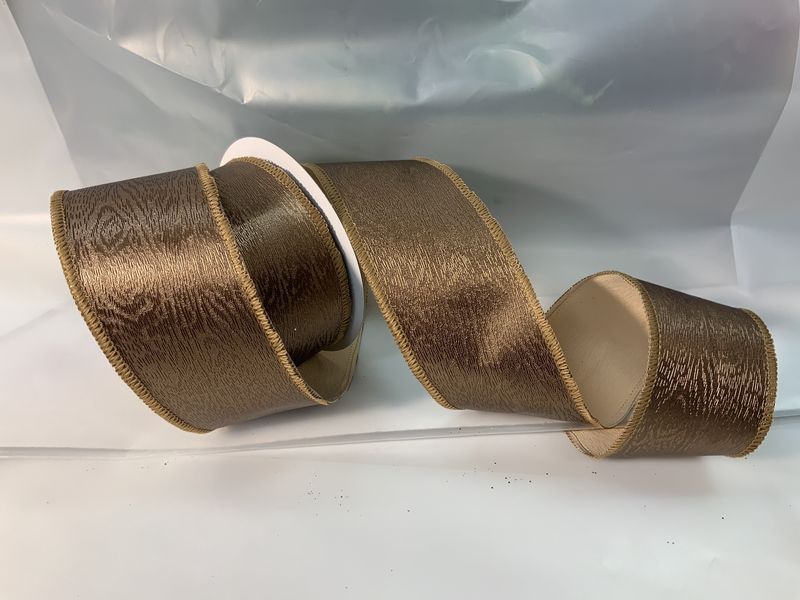 Ribbon, Metallic Woodgrain BR 2.5&quot;x10yrd