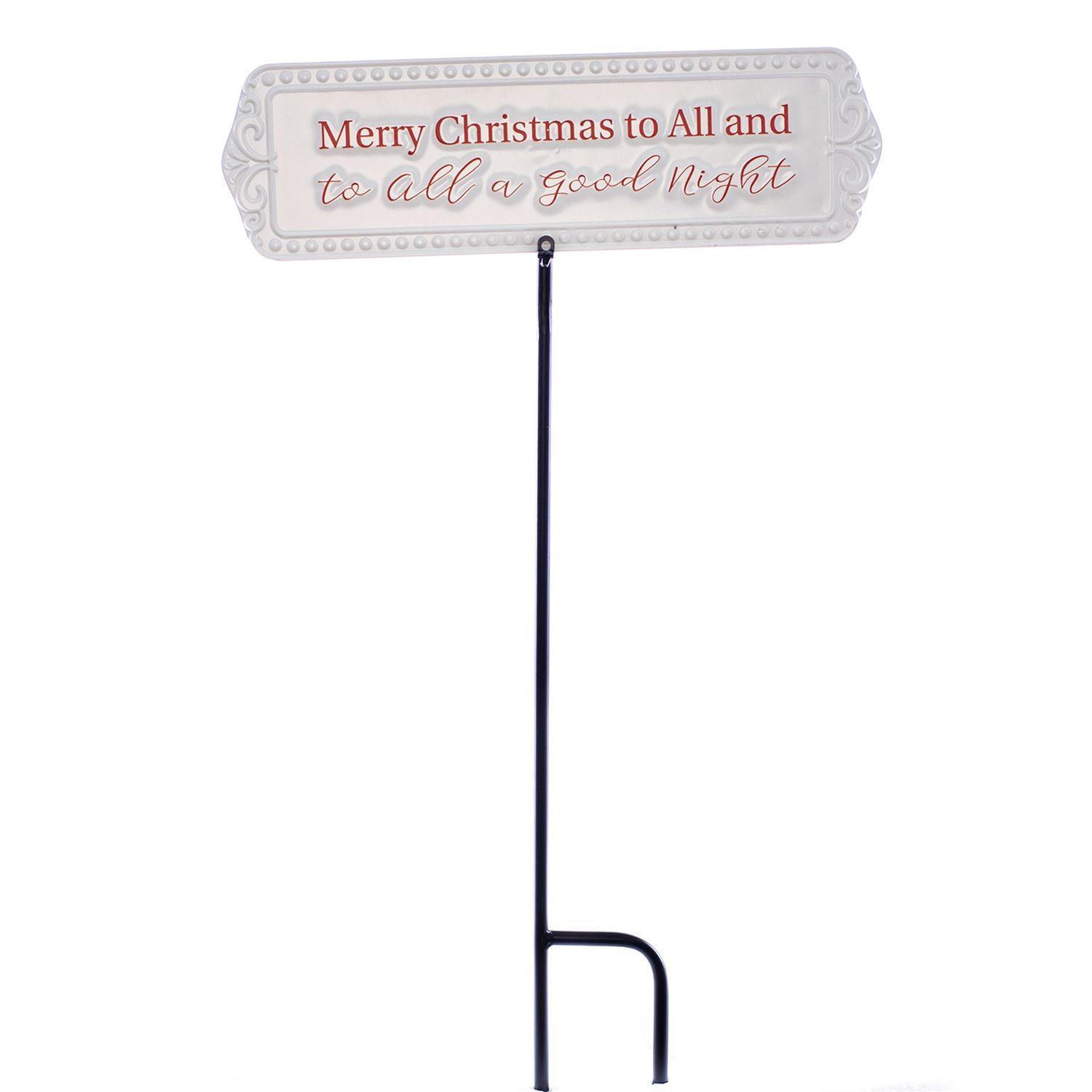 Yard Stake, Merry Christmas to All 30" wht/red