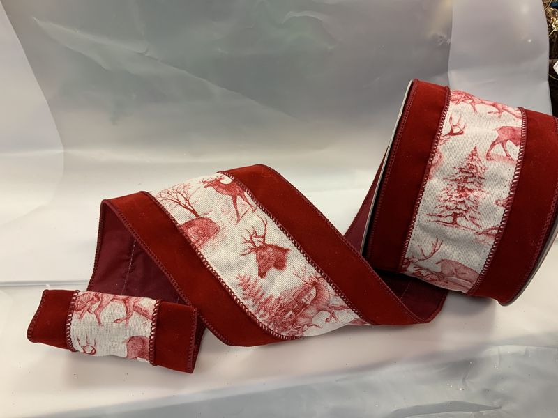 Ribbon, Country Stag 10y red/crm