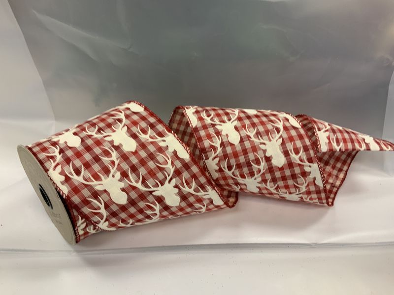 Ribbon, Buffalo Check Deer 4&quot;x10yds