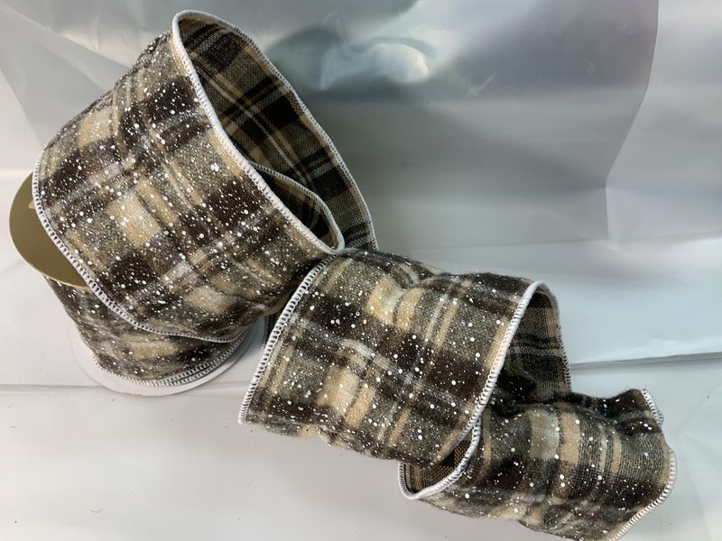 Ribbon, Snow Fleck Plaid brown