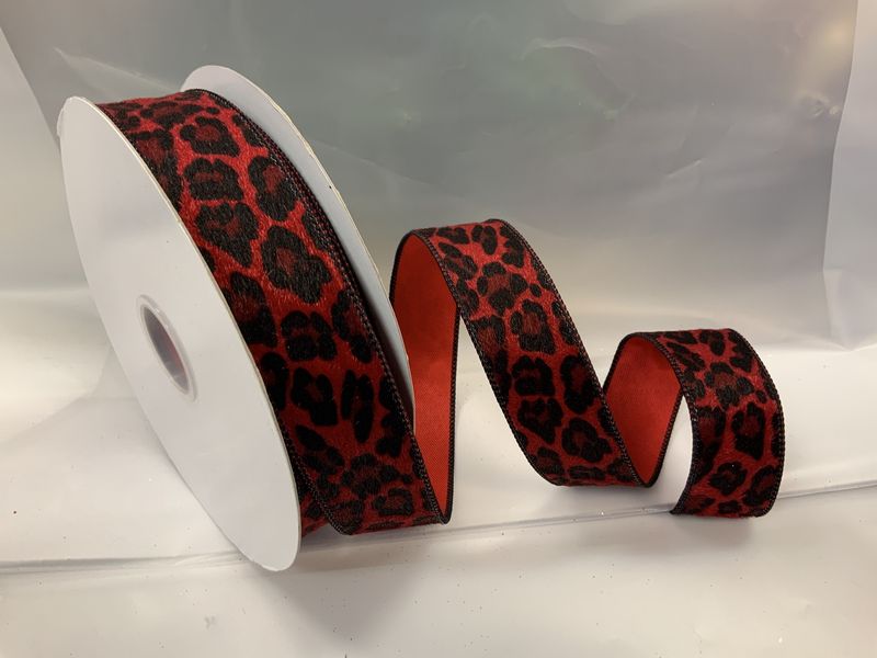 Ribbon, Cheetah Red/Blck 1-1/2&quot;x20y