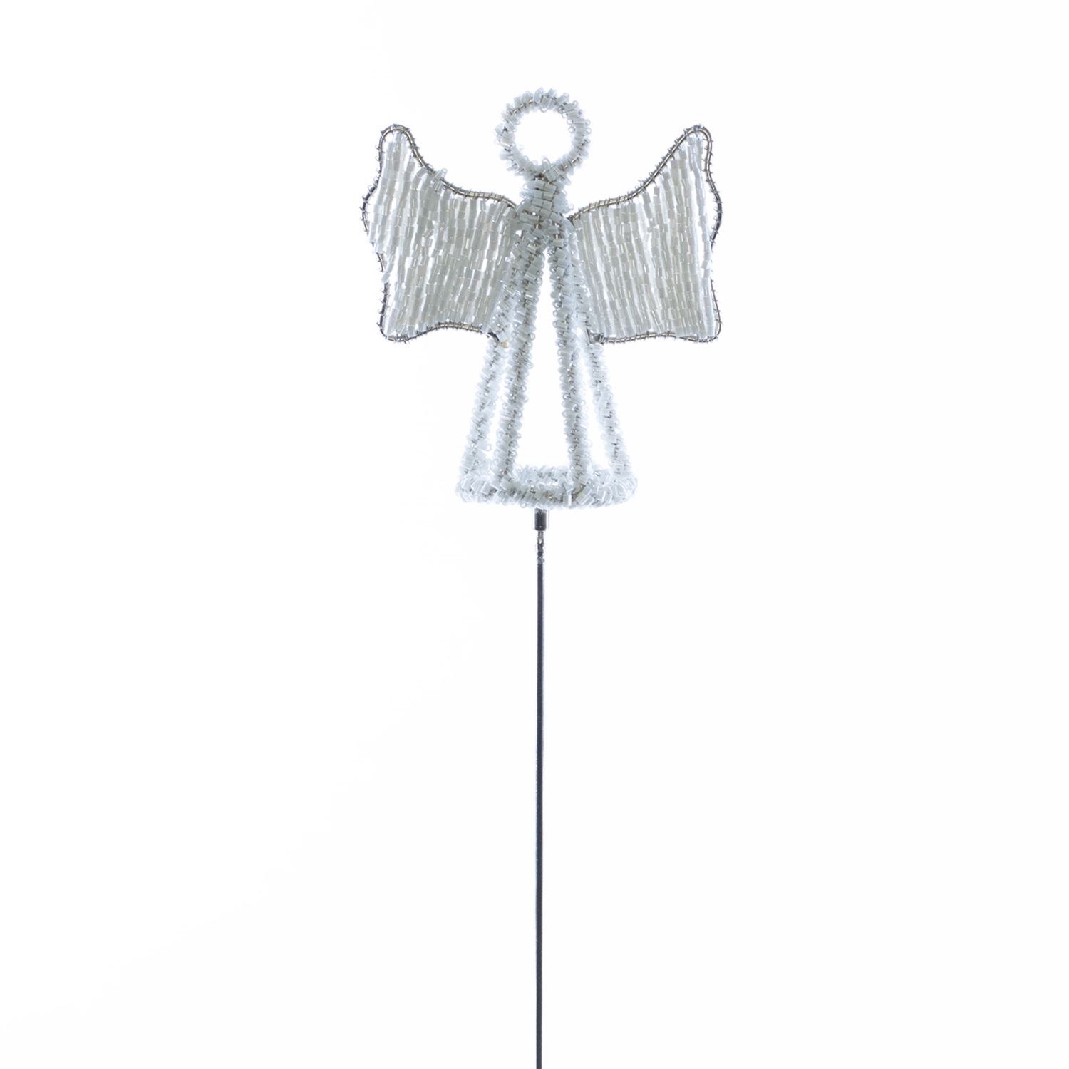 Angel on a Stick, White Beaded Round