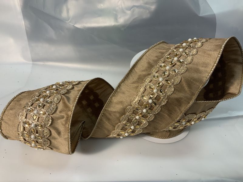 Ribbon, Pearl Center Design 4&quot;x5yds