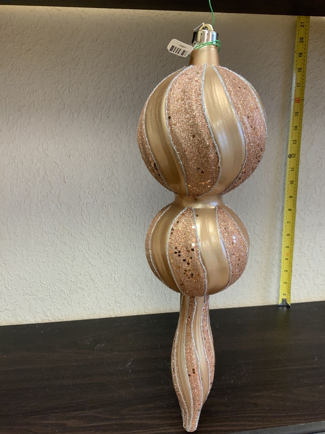 Ornament, Swirl Finial 16" rose gld