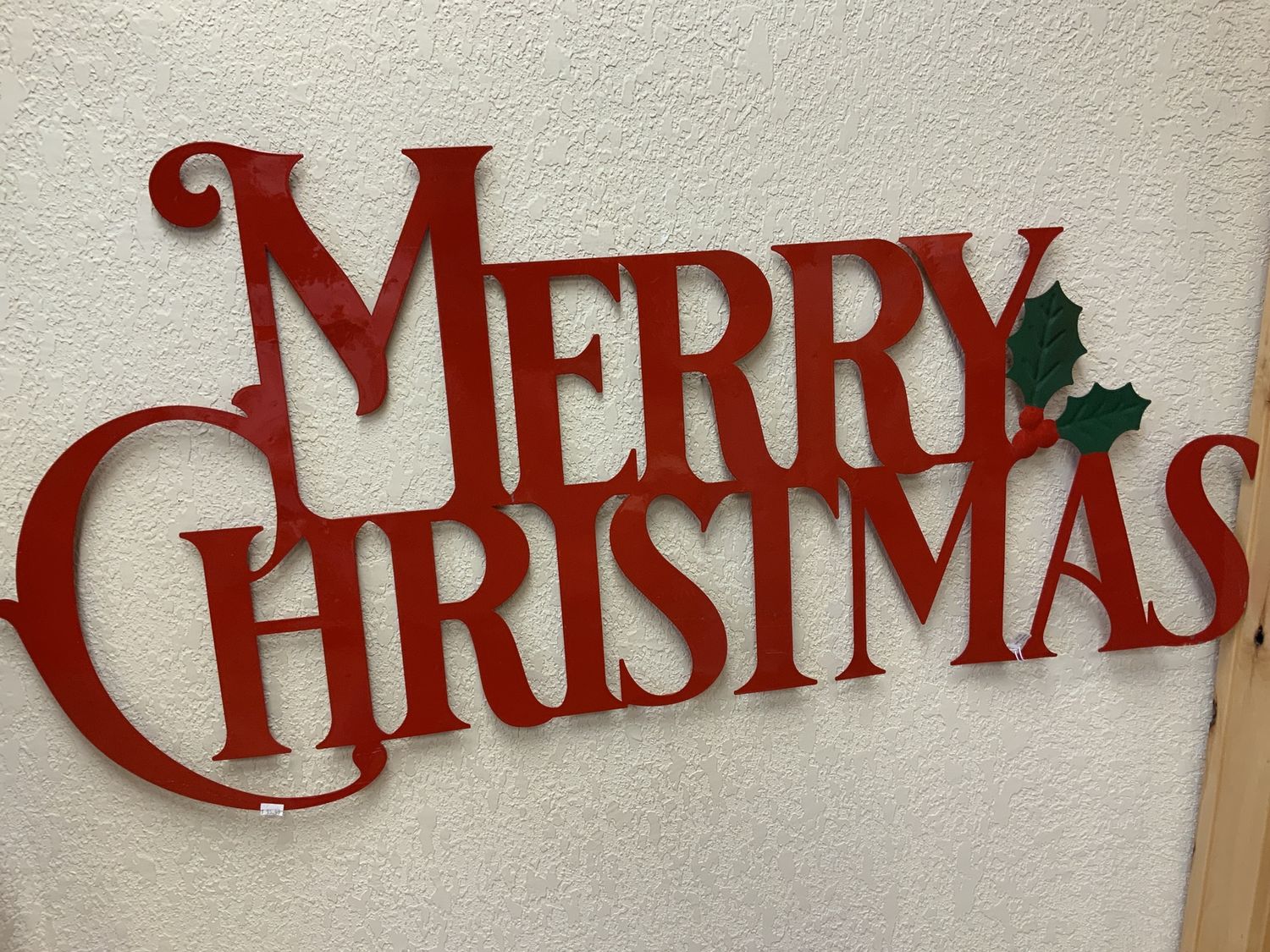 Sign, MERRY XMAS red enamel