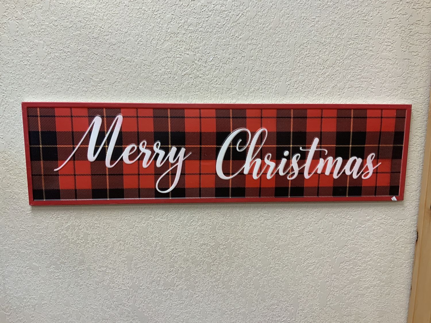 Sign, Plaid Merry Xmas enamel